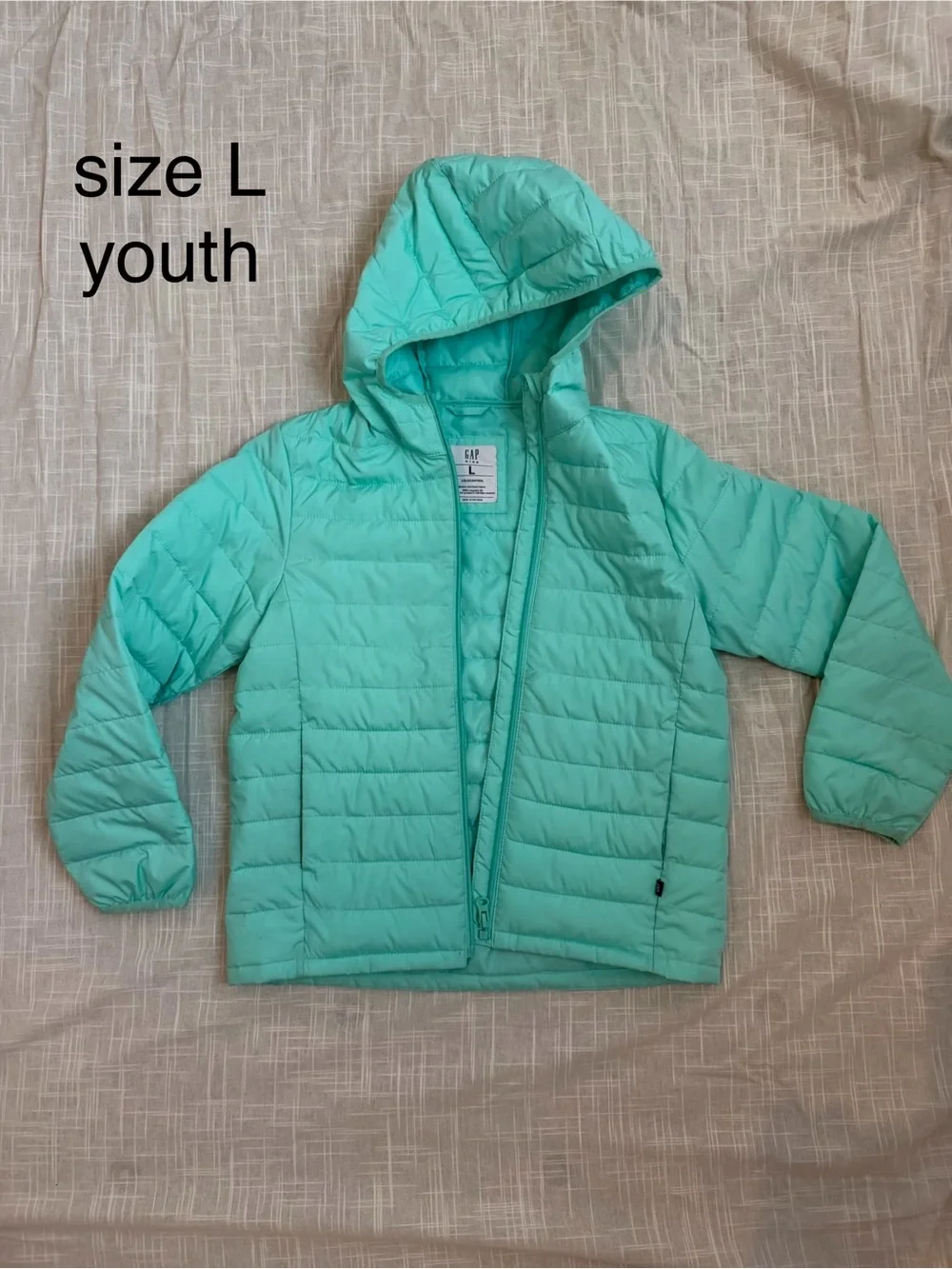 GAP Youth Hooded Puffer Jacket in Mint